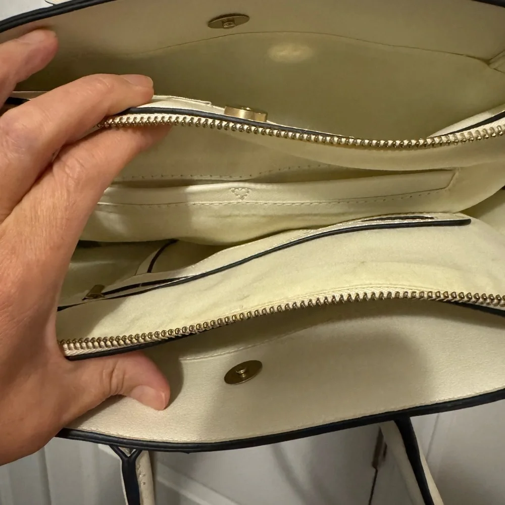Le Miel White Baseball-Stitch Satchel